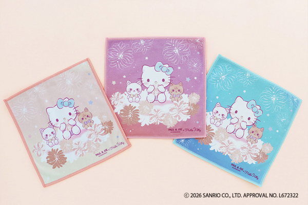 未使用☆ハローキティ 冷凍みかん 卵 ハンカチ 3点セット 🎀ハローキティ × PAUL & JOE ACCESSOIRES🎀 | ブルーミング中西