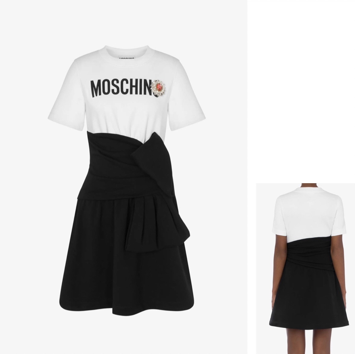 モスキーノMOSCHINO 配色デザインニットワンピース 黒オフ