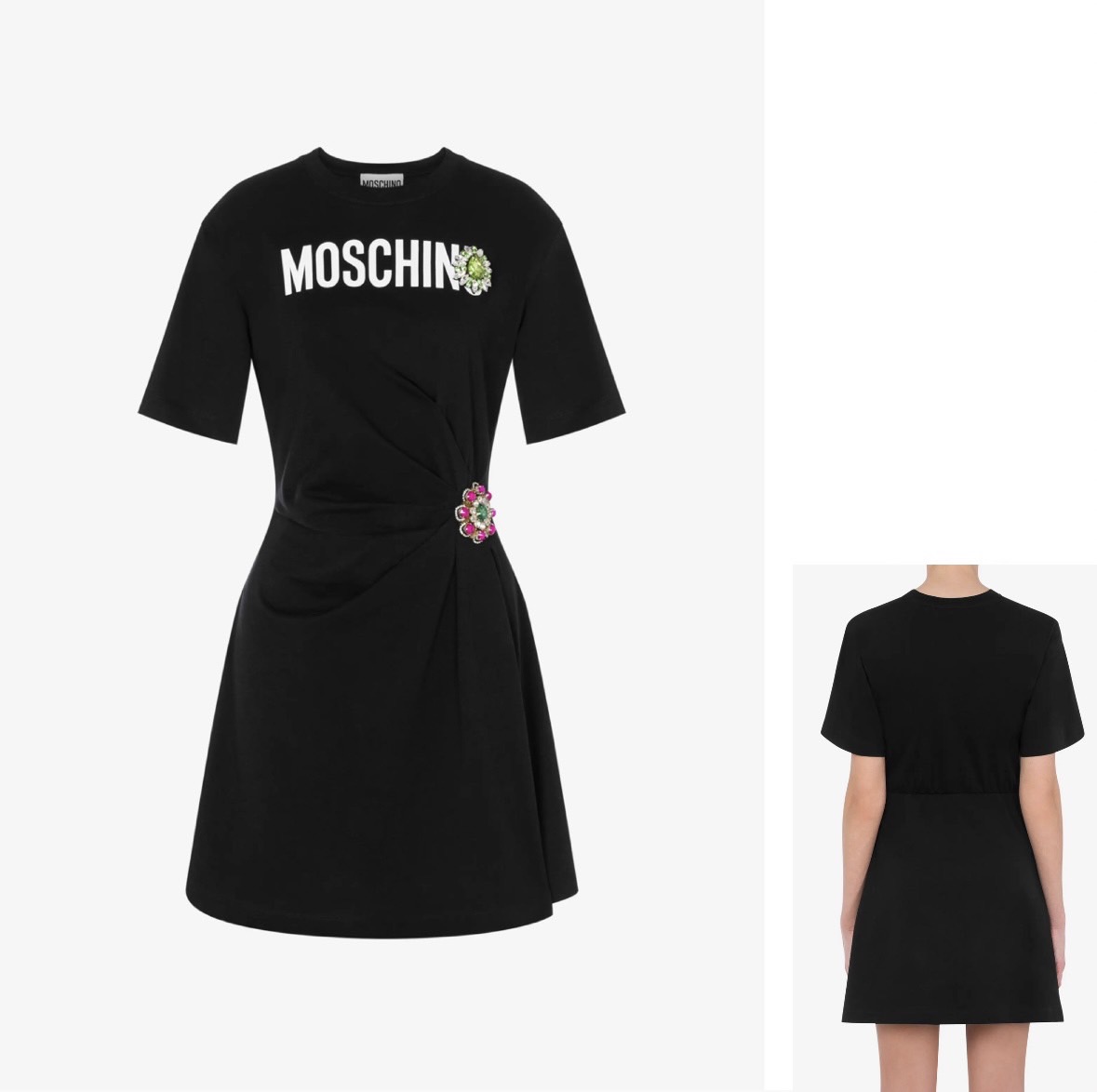 モスキーノMOSCHINO 配色デザインニットワンピース 黒オフ